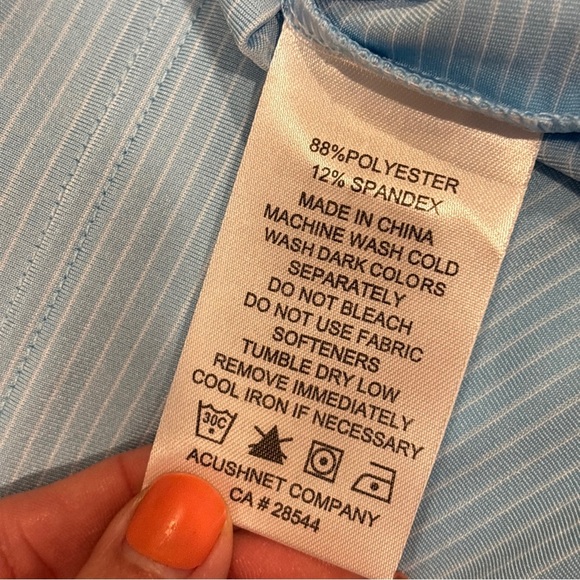 Men's FootJoy Dri Release light blue striped Golf Polo Medium NWT - Picture 9 of 13